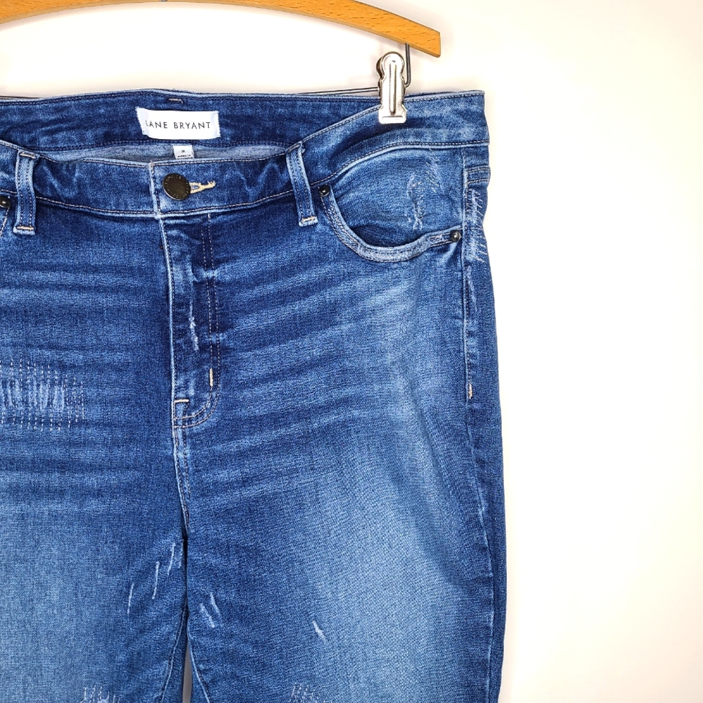 Lane Bryant Plus Size Mid Rise Distressed Skinny Jeans - Picture 2 of 10